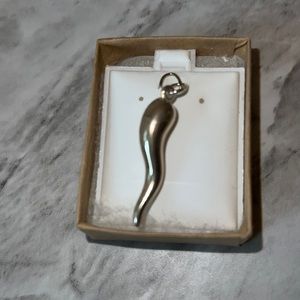 Sterling silver lucky horn pendant only.